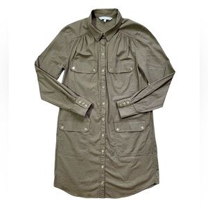 Trina Turk Olive Green Dobby Utility
Shirt Dress Size 6